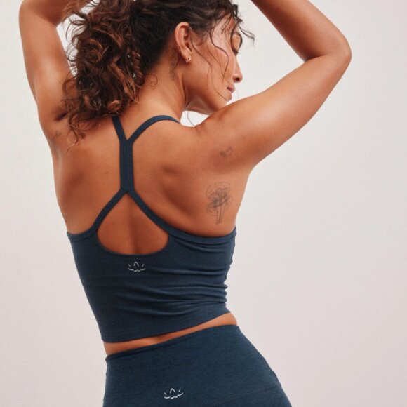 Like New  Spacedye Slim Racerback Cropped Tank & Legging Set Nocturnal Navy - Picture 4 of 13